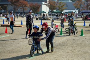 緑のシートの上をまっすぐに走ります